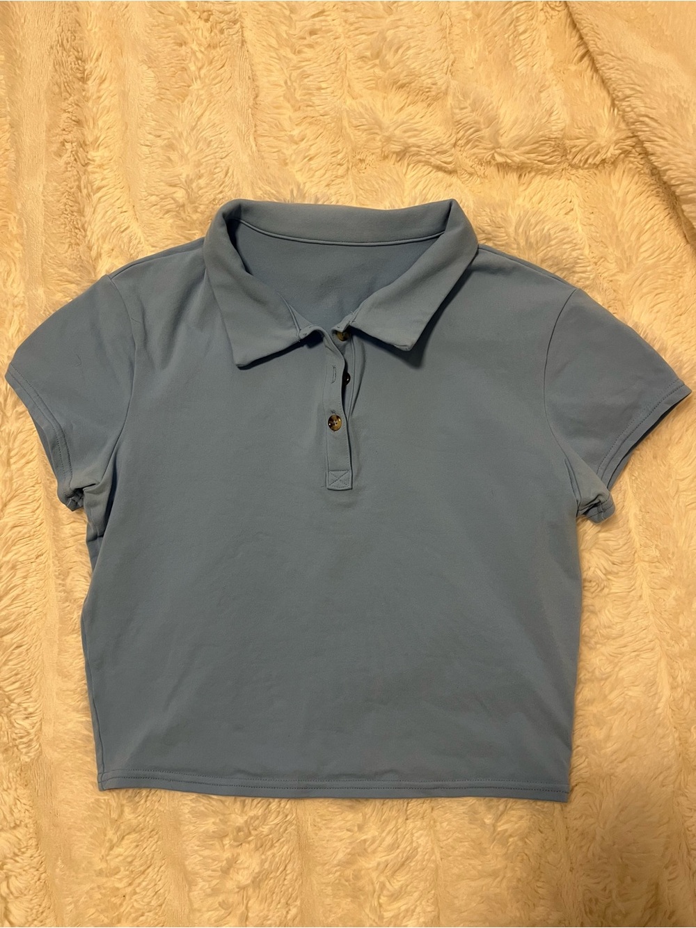 ALO Yoga Sky Blue Cropped Polo Top